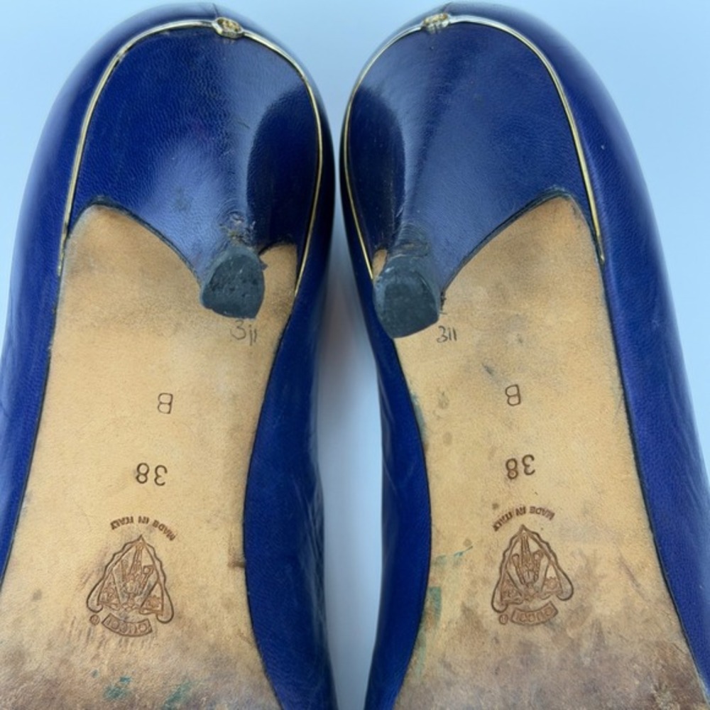 Gucci Viola Purple Leather Pointed Toe Heels Sz 38 Designer Made in Italy w/ Box - Picture 6 of 8
